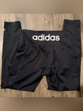 adidas Black Leggings with White Logo